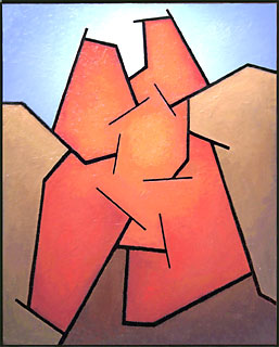<span style="font-weight: bold">Komposition III.</span>   - 1981<br />Ölmalerei auf Holztafel - B: 40 cm x H: 52 cm