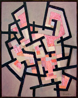 <span style="font-weight: bold">Labyrinth</span>   - 1982<br />Acrylmalerei auf Holztafel - B: 40 cm x H: 50 cm