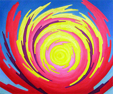 <span style="font-weight: bold">Supernova</span>   - 2003/2008<br />Acrylmalerei auf Leinwand/ Holztafel - B: 187 cm x H: 157 cm