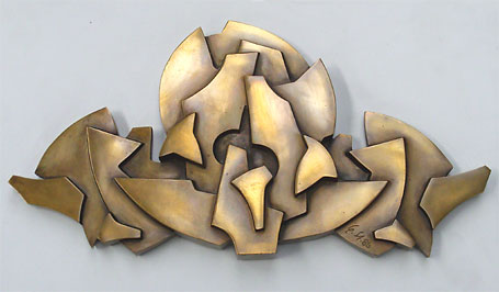 <span style="font-weight: bold">Formenkanon</span>   - 1986<br />Bronzerelief, Gießerei Füssel, Berlin - H: 22 cm;  B: 43,5cm; T: 3 cm