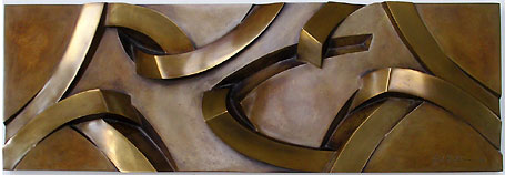 <span style="font-weight: bold">Schlingenacker</span>   - 1986<br />Bronzerelief, Gießerei Füssel, Berlin - H: 30,5 cm;  B: 91,5cm; T: 6 cm